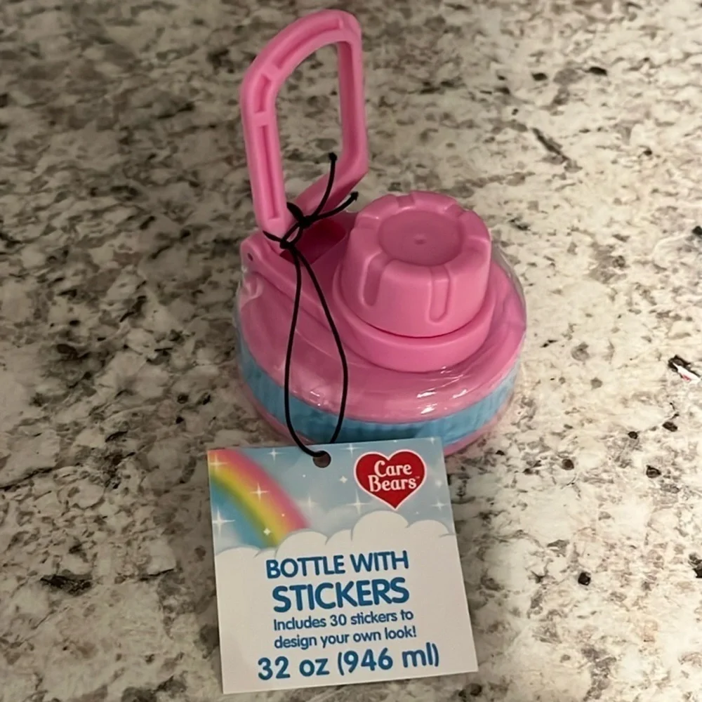 🆕 Care Bears Travel Beverage Bottle with Care Bear Stickers 32 Oz